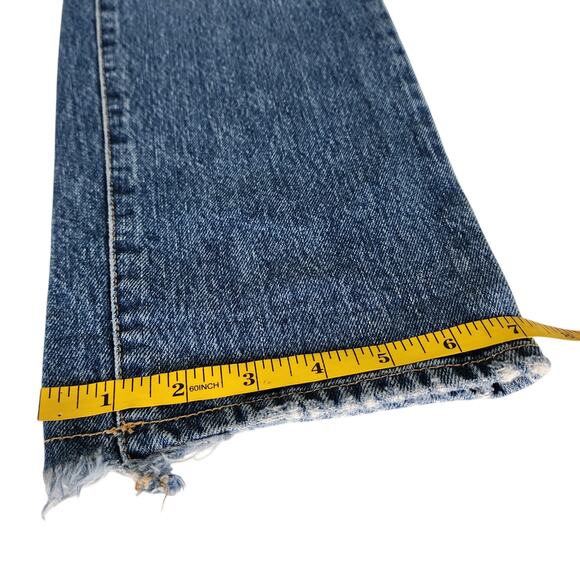 GOOD AMERICAN Good Vintage High Rise Straight Leg Jeans Size 6 Indigo Distressed - Picture 11 of 12